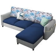 Andon 4 Seater L Shape Sofa Set for Living Room (Blue Grey) Right Side Sofa
