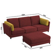 Nairo 4 Seater Interchangeable L Shape Sofa with Ottoman for Living Room (Maroon Fabric)