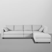 Dorian RHS 6 Seater L Shape Sofa Set for Living Room (Grey Fabric) Premium Fabric Sofa
