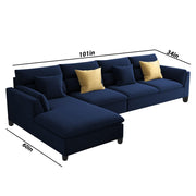Delton LHS 6 Seater L Shape Sofa Set for Living Room (Blue) Premium Fabric