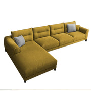 Hazer 6 Seater Sofa Set for Living Room (Yellow Fabric) Left Side Sofa