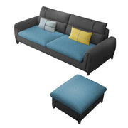 Francis 3 Seater Sofa with Ottoman Set for Living Room (Black Blue Fabric)