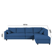Dorian RHS 6 Seater L Shape Sofa Set for Living Room (Blue Fabric) Premium Fabric Sofa