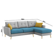 Lizel RHS 4 Seater L Shape Sofa Set with Center Table for Living Room (Turquise Grey Fabric) Premium Velvet Fabric Sofa