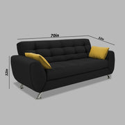 Leadown 3 Seater Sofa for Living Room (Black) Premium Fabric Sofa