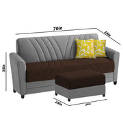 Francis 3 Seater Sofa Set with Ottoman for Living Room (Brown Grey) Fabric