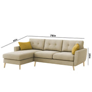 Lizel LHS 4 Seater L Shape Sofa Set for Living Room (Cream Fabric) Premium Velvet Fabric Sofa