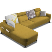 Amanda LHS 6 Seater L Shape,Sofa Set for Living Room (Yellow Fabric)