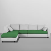Dorian LHS 6 Seater L Shape Sofa Set for Living Room (Green Grey Fabric) Premium Fabric Sofa