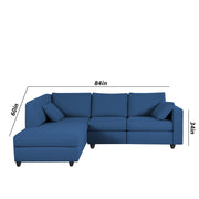 Dorian LHS 4 Seater L Shape Sofa Set for Living Room (Blue Fabric) Premium Fabric Sofa