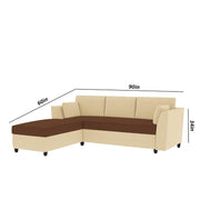 Blustin LHS 4 Seater L Shape Sofa Set for Living Room (Cream Brown Fabric) Premium Fabric Sofa