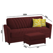 Francis 3 Seater Sofa Set with Ottoman for Living Room (Maroon) Fabric