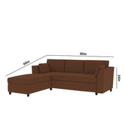 Blustin LHS 4 Seater L Shape Sofa Set for Living Room (Brown Fabric) Premium Fabric Sofa