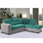Nanzy 4 Seater L Shape Sofa Set for Living Room | Colour (Turquise Grey) Right Side