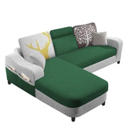 Amanda LHS 4 Seater L Shape,Sofa Set for Living Room (Green Grey Fabric)