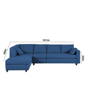 Dorian LHS 6 Seater L Shape Sofa Set for Living Room (Blue Fabric) Premium Fabric Sofa