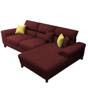Anver 4 Seater L Shape Sofa Set for Living Room (Maroon) Right Side