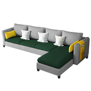 Asser RHS 6 Seater L Shape Sofa Set for Living Room (Green Grey) Premium Fabric Sofa
