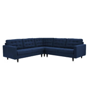 Adonway 6 Seater L Shape Sofa Set with Center Table for Living Room (Blue) Premium Fabric Sofa