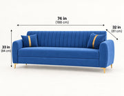 Casaliving Signaturemodel Velure 3 Seater Sofa Set | sued Velvet Fabric| 40D Foam + Zigzag Spring | 3-Yr Warranty (Black Colour)