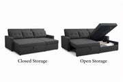 Casaliving Treshta 4 Seater LHS L - Shape Pull-Out Sofa Cum Bed with Storage Sofa for Living Room (Brown Fabric Color) Premium Fabric Sofa Set for Living Room Sofa Cum Bed
