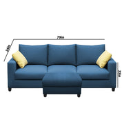 Rihan 3 Seater Sofa Set with Ottoman Living Room (Turquise Fabric)