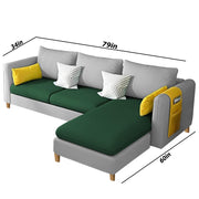 Asser RHS 4 Seater L Shape Sofa Set for Living Room (Green Grey) Premium Fabric Sofa