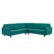 Adonway 6 Seater L Shape Sofa Set with Center Table for Living Room (Teal) Premium Fabric Sofa