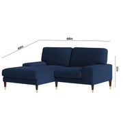 Latieo LHS 2 Seater Lounger L Shape Sofa Set for Living Room (Blue) Premium Fabric Sofa