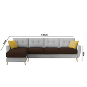 Lizel LHS 6 Seater L Shape Sofa Set for Living Room (Brown Grey Fabric) Premium Velvet Fabric Sofa