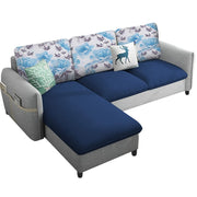 Andon 4 Seater L Shape Sofa Set for Living Room (Blue Grey) Left Side Sofa