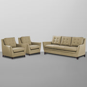 Slove 3 +1 + 1 Seater Sofa Set for Living Room | Color - Cream Black | Premium Fabric Sofa