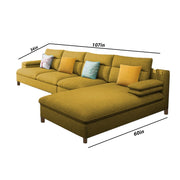 Hudson 6 Seater L Shape Sofa Set for Living Room (Yellow Fabric) Right Side