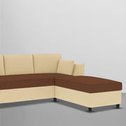 Blustin RHS 4 Seater L Shape Sofa Set for Living Room (Cream Brown Fabric) Premium Fabric Sofa