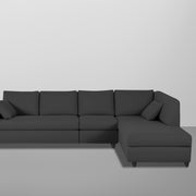 Dorian RHS 6 Seater L Shape Sofa Set for Living Room (Black Fabric) Premium Fabric Sofa