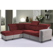 Nanzy 4 Seater L Shape Sofa Set for Living Room | Colour (Maroon Grey) Left Side