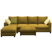 Rihan 8 Seater L Shape Sofa Set with Ottoman for Living Room (Yellow Fabric) Left Side Sofa