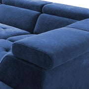 Elldona RHS 6 Seater Corner L Shape Sofa Set for Living Room (Blue) Premium Fabric Sofa