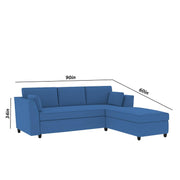 Blustin RHS 4 Seater L Shape Sofa Set for Living Room (Blue Fabric) Premium Fabric Sofa
