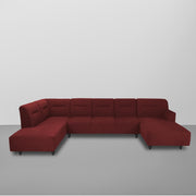 Ragno 8 Seater U Shape Sofa Set for Living Room (Maroon Fabric) Premium Fabric Sofa