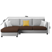 Hanery 4 Seater L Shape Sofa Set for Living Room | Colour - Brown Grey