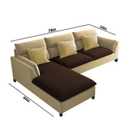 Delton LHS 4 Seater L Shape Sofa Set for Living Room (Cream Brown) Premium Fabric