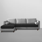 Casaliving Aezra LHS 4 Seater L Shape Sofa Set for Living Room (Black Grey Fabric) Premium Fabric Sofa