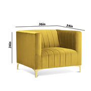 Canova 3+1 Seater Sofa Set for Living Room (Yellow) Premium Velvet Fabric Sofa