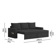 Karter 3 Seater Sofa Cum Bed for Living Room (Black Fabric) Premium Fabric Sofa