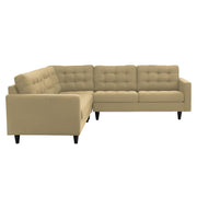 Adonway 6 Seater L Shape Sofa Set with Center Table for Living Room (Cream) Premium Fabric Sofa