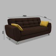 Leadown 3 Seater Sofa for Living Room (Brown) Premium Fabric Sofa