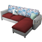 Andon 4 Seater L Shape Sofa Set for Living Room (Maroon Grey) Right Side Sofa