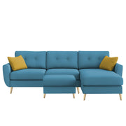 Lizel RHS 4 Seater L Shape Sofa Set with Center Table for Living Room (Turquise Fabric) Premium Velvet Fabric Sofa