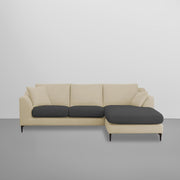 Cortina RHS 4 Seater L Shape Sofa Set for Living Room (Cream Black Fabric) Premium Fabric Sofa